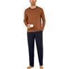 Leversic Pigiama Uomo Invernale Cotone Pigiami Due Pezzi con Scollo Rotondo, Maniche Lunghe Morbido e Confortevole 454-Zenzero S