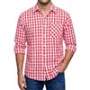 Enlision Camicia Quadri Uomo a Manica Lunga Casual Elegante Felpata Scozzese Camicie Rosso e Bianco con Tasche Bottoni da Uomo Regular Fit 4XL