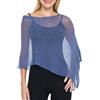 SHU-SHI, donne - Poncho trasparente Coprispalle estivo casual Bolero Maglia leggera blu