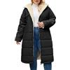 CMTOP Cappotto Donna Invernale Taglie Forti Lungo, Foderati in Pile Caldo Giubbotto Antivento Parka Elegante Classico Giacca Imbottito Giaccone con Cappuccio, Cerniera e Tasche(Nero,XL)
