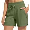 Generico Women's 5 Swim Board Shorts High Waisted Quick Dry Swimsuit Swimming Bottoms, Quick Dry High Waisted Swimsuit with Pockets (Green,M)