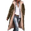 Valtorixia Vestiti invernali da donna 2025 cappotti lunghi in pile di shearling oversize con cappuccio, Verde militare, M