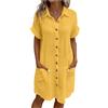 Generico Vestiti Estivi Donna Abbigliamento Estivo Vestito Da Mare Abiti Prendisole Cotone Elegante Primaverile Abito Corto Lungo Abitini Curvy Casual Corti Vestitino Summer Dress Dresses for Women,Giallo,3XL