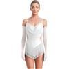 Freebily Abito da Ballo Latino Americano Donna con Nappe Strass Body Danza Classica Moderna con Guanti Balletto Leotards Costume da Danza Samba Rumba Salsa Sala da Ballo