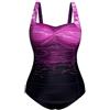Hanna Nikole Costume da bagno intero da donna, taglie grandi, con scollo a V, monokinis, Rosa-viola sfumato, 50 Große Größen