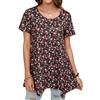 Enmain Magliette Tunica Donna a Maniche Corta Estiva Maglia Lunga Ampia Desigual Casual Blusa Camicia Scollo Tondo Floreale Paisley Elegante S-3XL