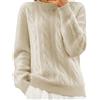 Generico Maglia Donna Scollo A V Maglione Di Cotone Semi A Maniche Lunghe Pullover Tinta Unita Con Camicia Base Maglione Caldo Maglioncini (Beige, S)