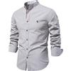 Btmpmcs Camicia da Uomo a Maniche Lunghe Lino Cotone Camicie Slim Fit Casual Classiche Formal Camicia da Lavoro Tinta Unita Elegante Basic Abito Primavera Autunno Estate Shirt Facile da Stirar