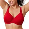 DELIMIRA Reggiseno con Ferretto Imbottito Taglie Forti Senza Cuciture Sostegno Coppe Preformate Rossetto Rosso 2G