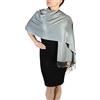 York Shawls Pashmina artigianale, con nappine, gruccia in omaggio, colori vari Dark Silver/Grey Taglia unica