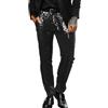 Generisch Pantaloni da uomo con paillette, sottili, per il tempo libero, colore nero, con brillantini, Nero , L