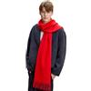 GIBZ Sciarpa da Uomo, Scialle Caldo e Morbida con Frange Elegante, Pashmina Foulard Spesso in Cashmere per Autunno e Inverno, Rosso, 34 x 200 cm