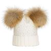 Brillabenny Cappello Cuffia Doppio PON PON Vera Pelliccia 1-5 Anni Cappellino Bambina Strass Hat Baby Fur Crystal Luxury