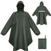 LUROON Poncho Antipioggia Impermeabile Donna Uomo con Maniche e Tasca, Riutilizzabili Mantella Antipioggia, Impermeabile Portatile con Cappuccio Strisce Riflettenti per Adulto Per Escursionismo Viaggi