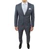 Evoga Abito Completo Uomo Sartoriale calibrato Grigio Taglie Forti comode conformato Casual Elegante Cerimonia (65, Grigio)