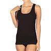 INTIMO 2D Canotte da Donna in Filo di Scozia Spallina Larga Liscia con Bordino Semplice (4/M, Nero)