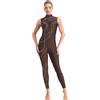 Freebily Body Danza Donna Senza Maniche Tuta Intera da Pattinaggio Marrone M