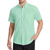HISDERN Camicia Oxford Uomo Maniche Corte Verde Menta Button Down Camicie Uomo Estiva da Ufficio Manica Corta con Tasca vestibilità Regolare, XL