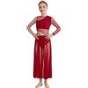 Freebily Abito da Balletto Ballo Lirico Contemporaneo Bambina Monospalla Vestito da Danza Classica Moderna Jazz Body Ginnastica Artistica con Gonna in Tulle Dancewear Borgogna 13-14 Anni