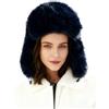 Lina & Lily Cappello Aviatore Trapper Donna Invernale in Pelliccia Sintetica Pelo Lungo (Blu Navy)