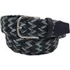 ESPERANTO Cintura Uomo Donna intrecciata in Cotone e vero cuoio 3,5 cm fibbia nichel free (Blu, Tg 50- LUNG TOTALE 115 CM-GIROVITA 100 CM)