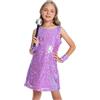 SEAUR Abito da danza da ragazza, con paillette, con microfono, spettacolo sul palcoscenico, abbigliamento da ballo, hip hop, jazz, abbigliamento lucido da street dancewear 5-13 anni