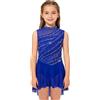 Aislor Vestito da Pattinaggio Artistico Bambina con Paillettes Body da Balletto Danza Classica Leotard Corpo con Gonna Tulle Abito da Ballo Lirico Contemporaneo Blu 5-6 Anni