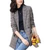 ebossy, Blazer da donna doppiopetto, taglio boyfriend slim, fantasia pied-de-poule, Small