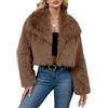 ZhuiKun Giacca Donna in Pelliccia Sintetica Corta Collo a revers Largo Maniche Lunghe Cappotto Invernale Aperta Davanti Cardigan Morbido - Kaki scuro, S
