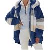TRIGLICOLEUM Giacca in pile da donna con blocco di colore, invernale, calda giacca di peluche con chiusura lampo, giacca invernale in pile Teddy, giacca a maniche lunghe, giacca per le mezze stagioni, giacca