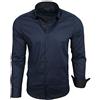 Baxboy Camicia da uomo a maniche lunghe, Slim Fit, facile da stirare, per lavoro, tempo libero, matrimonio/Con colletto Kent, modello B-500, blu navy, S