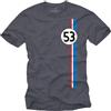 MAKAYA Maglietta Uomo Herbie 53 Motivo Vintage Tuning T-Shirt Retro Regali per Amanti delle Auto Blu Grigio Taglia XXXXL