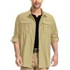 yeyity Camicia da uomo a maniche lunghe, safari, UPF50, protezione UV, traspirante, con bottoni, per il tempo libero, per escursioni, pesca, trekking, fango, S