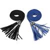 Allegra K Cintura da donna intrecciata con nappe da annodare, cinture skinny per vestito, Nero e blu reale, 132cm/52