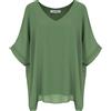 Van Der Rich ® - Camicetta Ampia di Chiffon Scollo a V Foderato all'Interno - Dnna (Cachi, XL-XXL)