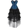 Hengzhifeng Corsetto Burlesque e Tull Gonna Costume Carnevale Medievale Donna (EUR 32-34,Blu)