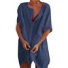 Svanco Copricostume Donna Mare Abiti Lunghi Estivi Camicia da Spiaggia Camicetta in Cotone Elegante Vestiti Corti Costumi da Bagno Bikini Cover Up per Piscina Mare Estate Vacanza(Blu Navy,S)
