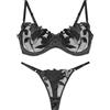 Panegy Sexy Reggiseno e Slip Set Ricamato Due Pezzi Push Up Lingerie Set Boudoir Anniversario