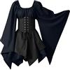 pvucpot Costume Halloweenvestito Medievale Donna Con Cappuccio, Vintage Vestito Gotico Donna, Abito Rinascimentale Con Corsetto, Per Carnevale Halloween Cosplay