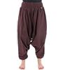 FANTAZIA Pantaloni alla turca con elastico, tinta unita, cavallo basso, stile sarwel indiano marrone Taglia unica