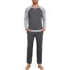 Leversic Pigiama Uomo Invernale Cotone Pigiami Due Pezzi con Scollo Rotondo, Maniche Lunghe, Top e Pantaloni con Tasches Morbido e Confortevole S-4XL
