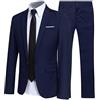 Alvivi Abito da Cerimonia Uomo Slim Fit Formale da Matrimonio Affari Festa Elegante Vestito Uomo Cappotto Giacca Blazer e Pantaloni Blu Scuro- L