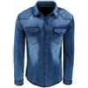 Evoga Camicia di Jeans Uomo Denim Casual con Collo alla Coreana Slim Fit (L, #C2 Blu Denim)
