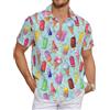 METRONS - Camicia hawaiana da uomo a maniche corte, con stampa floreale tropicale, chiusura a bottoni, Gelato., M