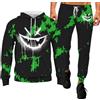 RUMAOZIA Tuta da uomo in due pezzi, da jogging con tasca, tuta sportiva per Halloween, per autunno e inverno, calda, personalizzata, per il tempo libero, oversize, per attività all'aria aperta