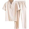 RUMAOZIA Tuta da uomo in cotone Tai Chi Uniform Kung Fu Tuta Cinese Tradizionale Tang Tuta Arti Marziali Traspirante Manica Corta Top Zen Meditation Uniform