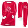 Modeewel 2 pezzi da donna in pile e pantaloni invernali, imbottiti, biancheria intima termica calda, in due pezzi, da donna, in peluche, Colore: rosso, S