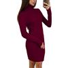 Onsoyours Vestito Donna Elegante in Maglione Collo Alto Abito Invernali Casual A Manica Lunga Pullover Vestiti Elasticizzato Mini Abito in Maglia Tubino Aderente al Ginocchio Caldo A Vino Rosso M