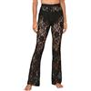 FEOYA Pantaloni in Pizzo Donna Spiaggia Copritevi Pantaloni Estivi in Maglia all'Uncinetto Cover Up Pantaloni a Rete a Vita Alta Bikini Nero M