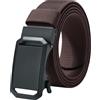 LionVII Cintura elastica a cricchetto con fibbia automatica, regolabile ed elastica, cintura da lavoro per uomo, 130 cm, caffè, L